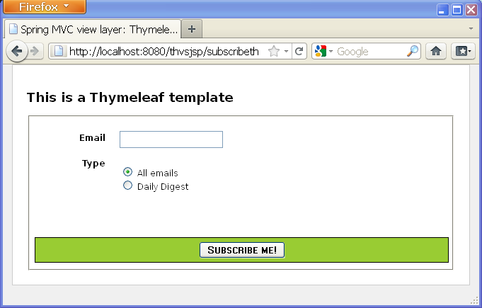 The Thymeleaf page