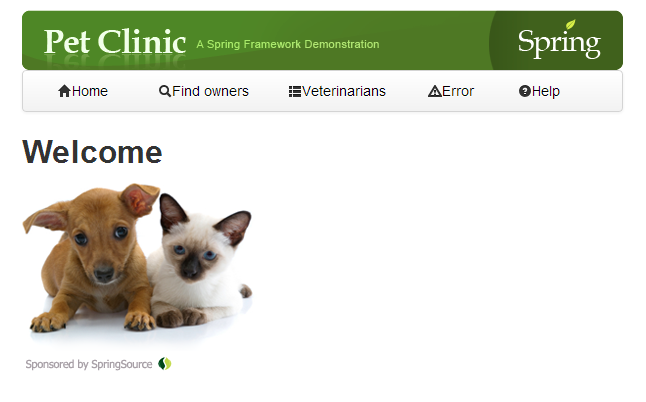 PetClinic home page