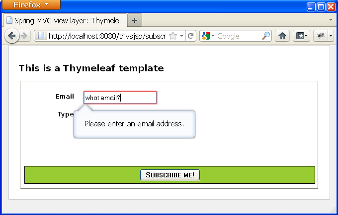 Final result with Thymeleaf